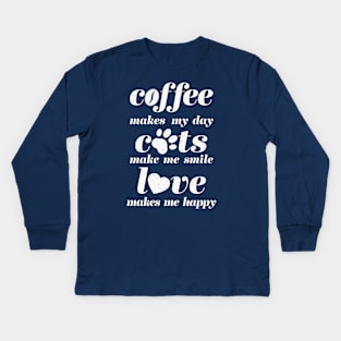 Coffee.Cats.Love Kids Long Sleeve T-Shirt